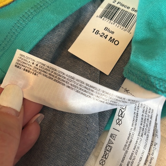 NWT Disney Mickey Mouse teal polo shirt blue elastic band pant set 18-24M cotton - Picture 4 of 8